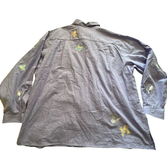 Vintage Quacker Factory Shirt Women 2Xl Purple Butterfly Embroidery Beautiful - Picture 11 of 14